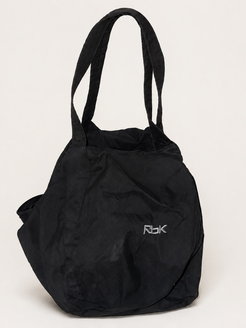 Vintage Y2K Reebok RBK Yoga Mat Gym Duffel Tote Bag Black Nylon 22 Inch